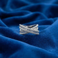 Sterling Silver Criss-Cross Baguette Diamond Ring