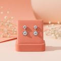 Silver White Stone Blossom Earrings