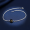 Sterling Silver Om Black Bead Chain Bracelet