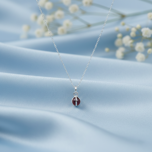 Sterling Silver Red Stone Cage Pendant