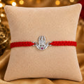  Sterling Silver Shivling Trishul Rakhi with red braided thread for Raksha Bandhan, premium Mahadev Rakhi for brother