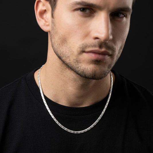 Sterling SIlver Simple Design Chain Pendant For Men's