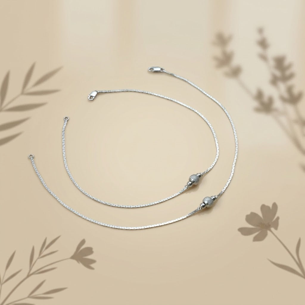 Sterling Silver Anklet Classic Bead Design