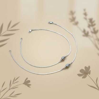 Sterling Silver Anklet Classic Bead Design