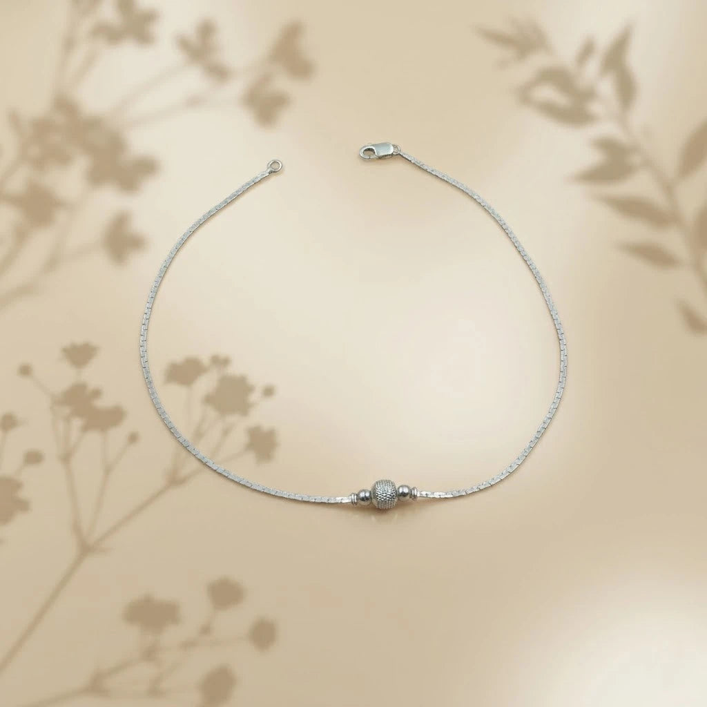 Sterling Silver Anklet Classic Bead Design
