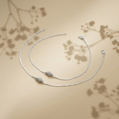 Sterling Silver Anklet Classic Bead Design