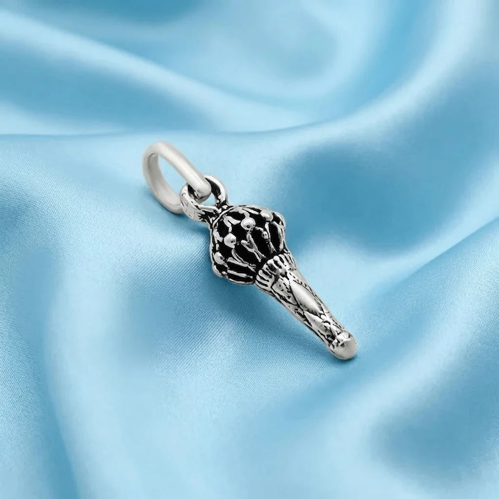 Sterling Silver Black Hanuman Ji Gada Pendant
