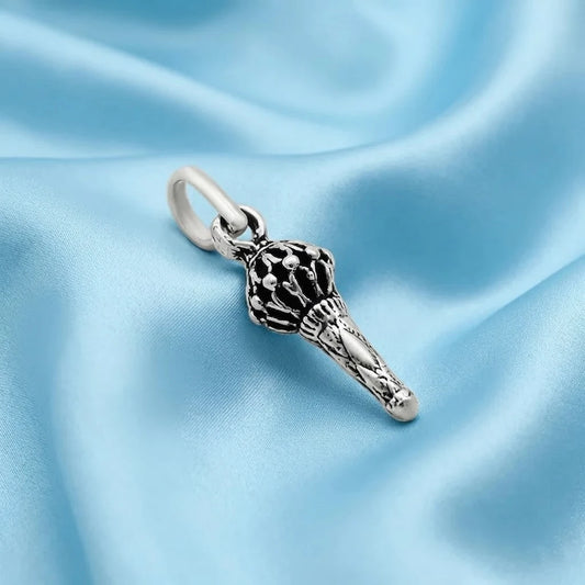 Sterling Silver Black Hanuman Ji Gada Pendant