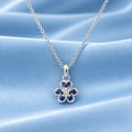 Sterling Silver Blue Stone Floral Pendant

