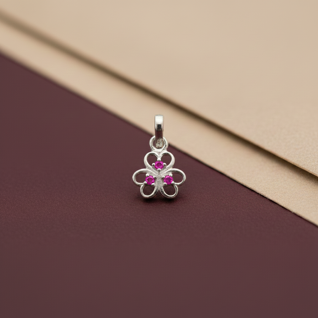 Sterling Silver Blue Stone Floral Pendant