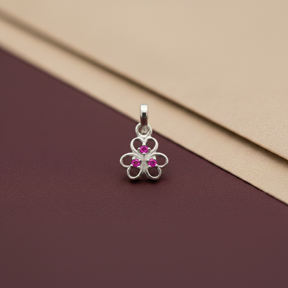 Sterling Silver Blue Stone Floral Pendant