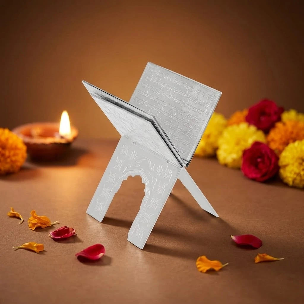 Sterling Silver Book Stand with Swastik Design