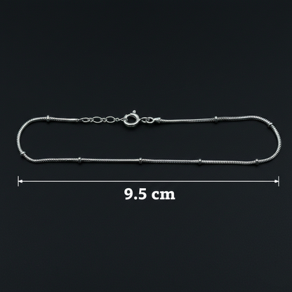 Pure Silver Snake Chain Bracelet with Bead Spacers