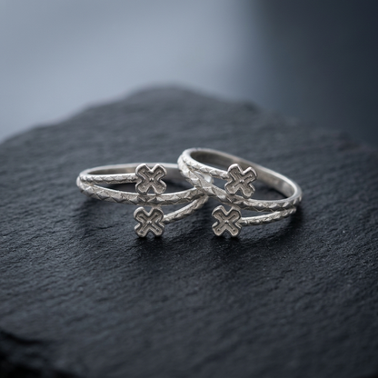 Silver Cross Floral Adjustable Toe Ring (Bichiya) for Women & Girls