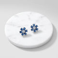 Sterling Silver Earrings Sapphire Blue Stone Look