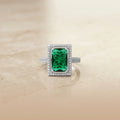 Sterling Silver Emerald Ring For Women and Girls