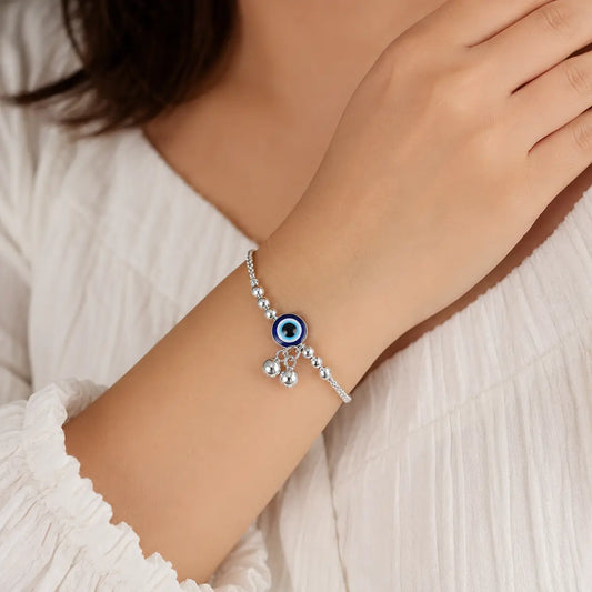  Sterling Silver Evil Eye Adjustable Bracelet.