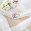 Sterling Silver Floral Ring with Purple and White Stone