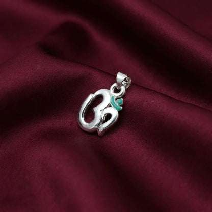 Sterling Silver Green Om Pendant
