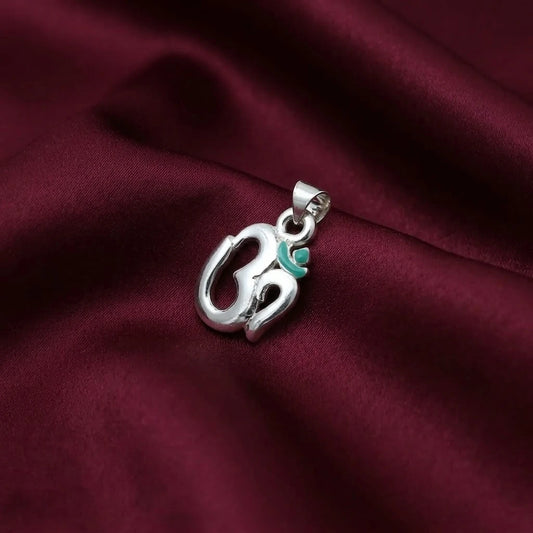 Sterling Silver Green Om Pendant