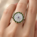 Sterling Silver Green Stone Ring For Girl's