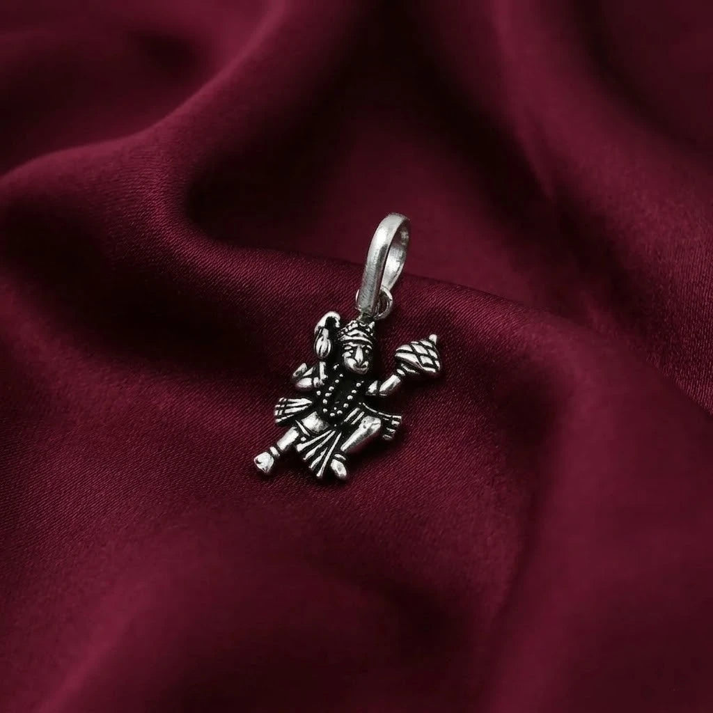 Sterling Silver Hanuman Ji Lifted Dunagiri Mountain Pendant