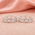 925 Sterling Silver adjustable heart design toe ring pair for women with open heart pattern displayed on a soft pink luxury background
