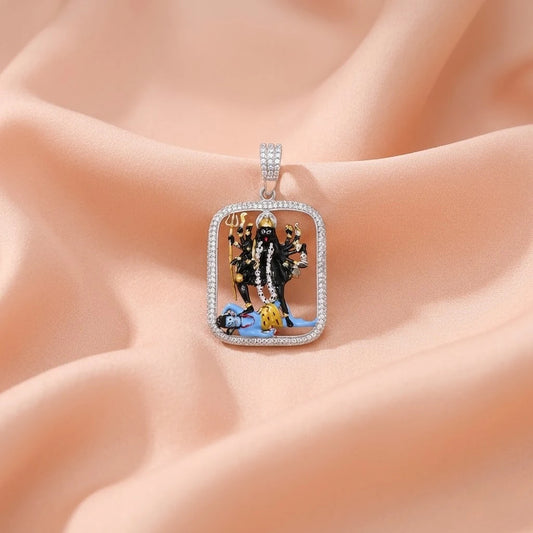 Sterling Silver Kali Mata With Shiv Ji Pendant