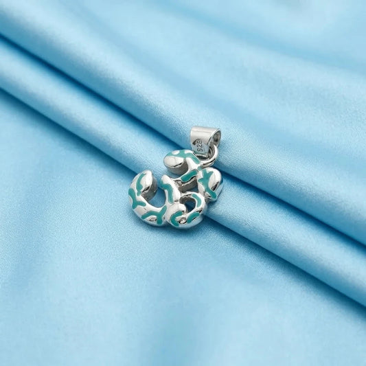 Sterling Silver Om Green Lining Design Pendant for Girls