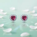 Sterling Silver Pink Heart Shape Earring with Gemstone