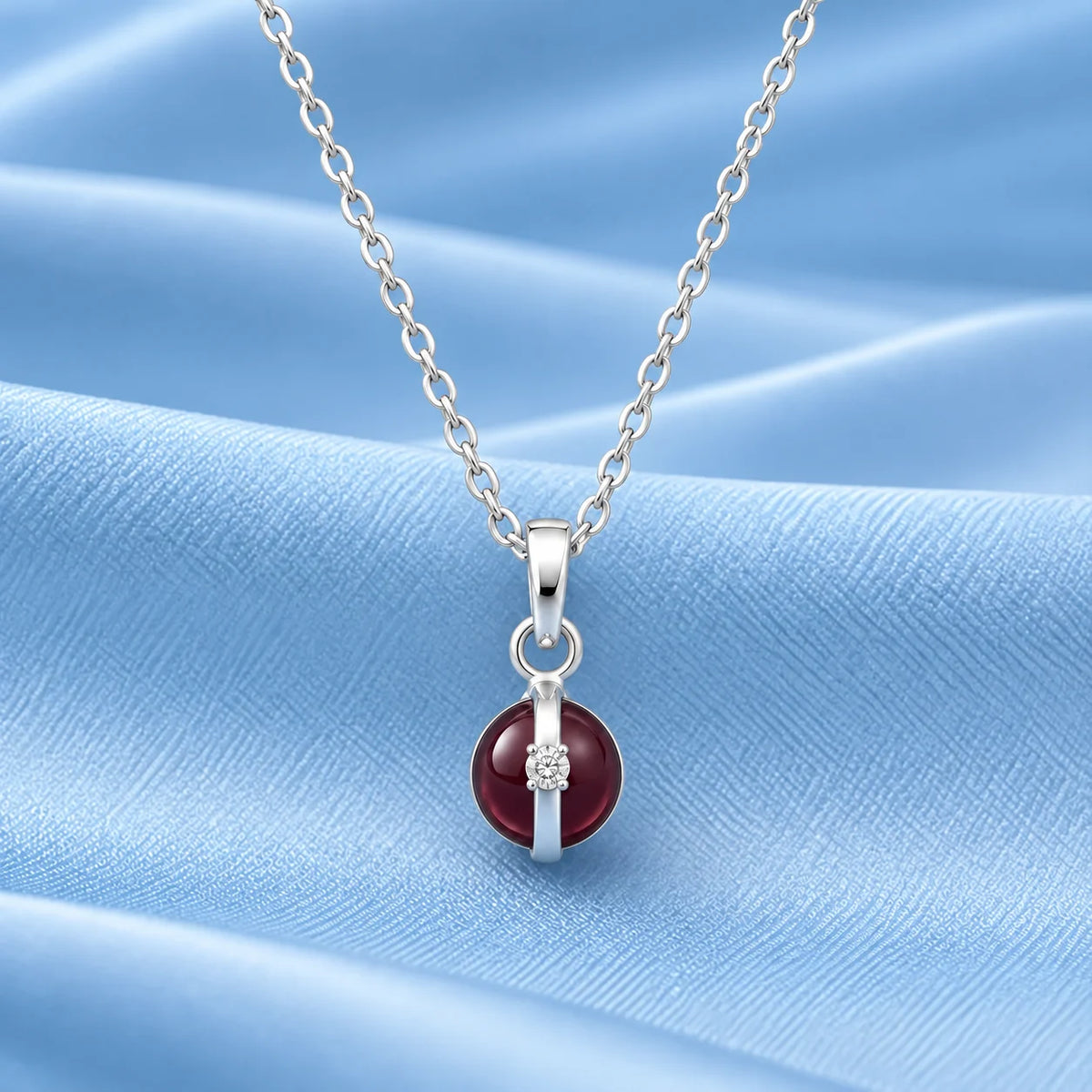 Sterling Silver Red Stone Cage Pendant
