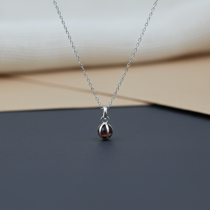 Sterling Silver Red Stone Cage Pendant