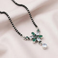 Sterling Silver Round Green Oval Gemstone Mangalsutra