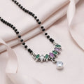 Sterling Silver Round Green and Purple leaf Gemstone Mangalsutra