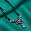 Sterling Silver Round Purple and Green Gemstone Mangalsutra