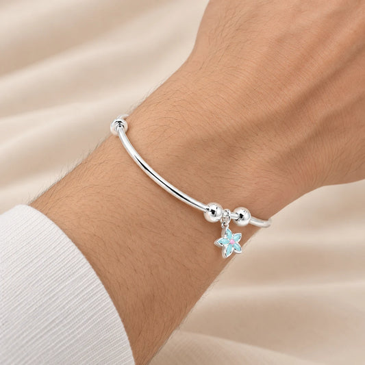 Sterling Silver Star Fish Design Kada for Boys
