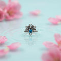 Sterling Silver Turquoise Ring with Flower Design