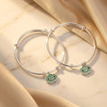 Sterling Silver Vintage Green Smiley Charm Baby Kada for Newborns