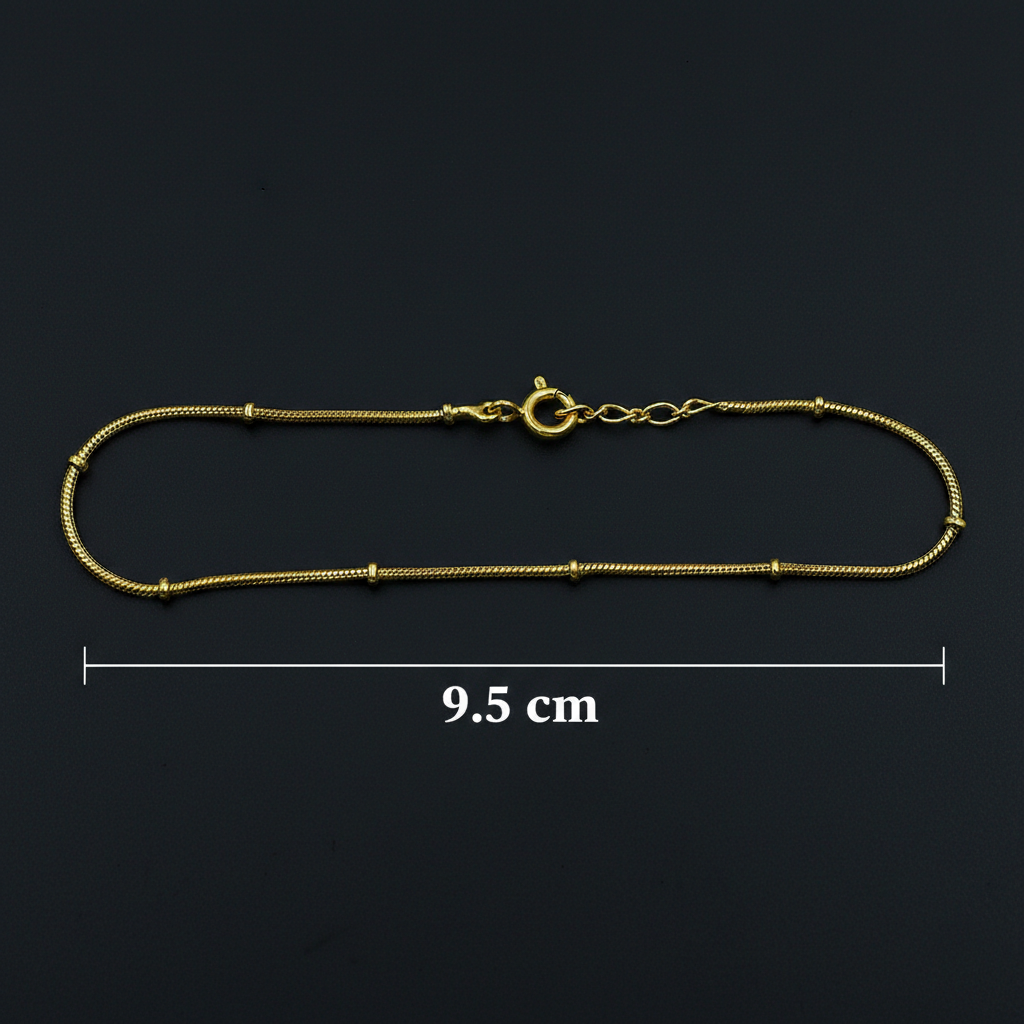 Pure Silver Snake Chain Bracelet with Bead Spacers