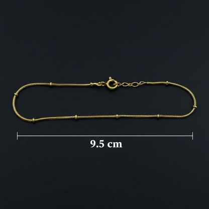 Pure Silver Snake Chain Bracelet with Bead Spacers