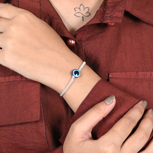 Stylish Evil Eye Silver Bracelet for Everyday Protection for women
