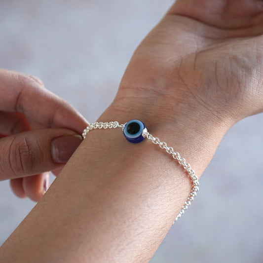 Stylish Evil Eye Silver Bracelet for Everyday Protection for women
