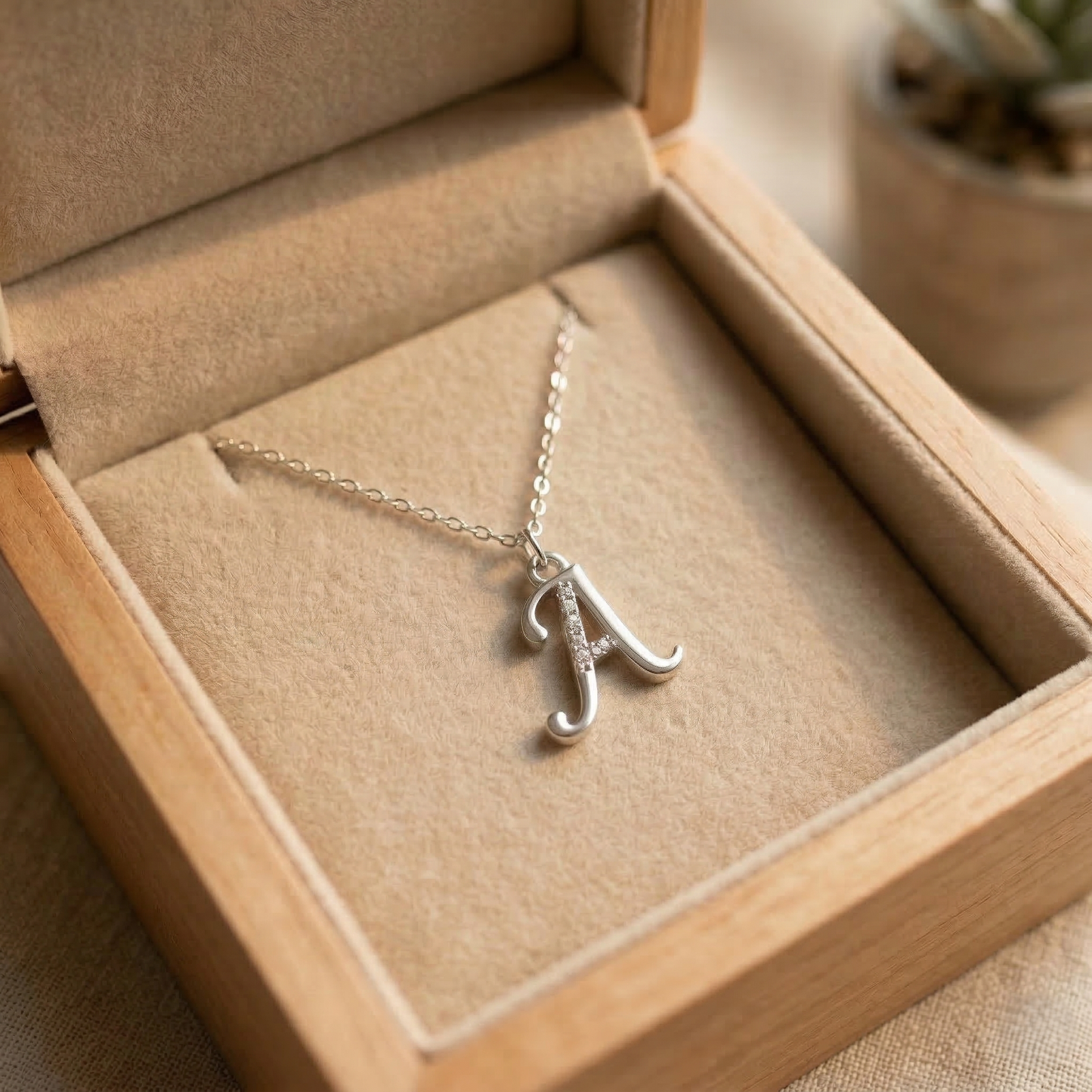 Stylish Alphabet Silver Pendant Necklace