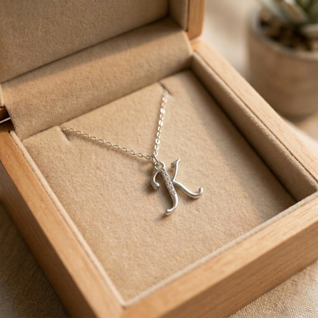 Stylish Alphabet Silver Pendant Necklace