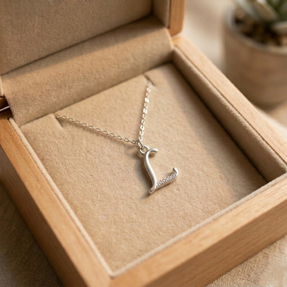 Stylish Alphabet Silver Pendant Necklace