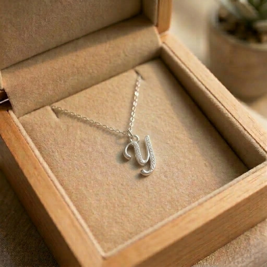 Stylish Alphabet Silver Pendant Necklace
