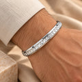 Stylish Inter-circular Design Silver Kada for Boys