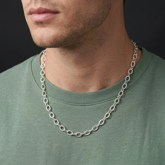 Stylish Silver Chain Hollow Circles & Bud Design