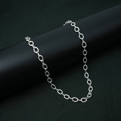 Stylish Silver Chain Hollow Circles & Bud Design for Boys
