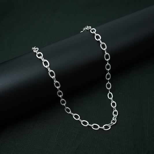 Stylish Silver Chain Hollow Circles & Bud Design for Boys

